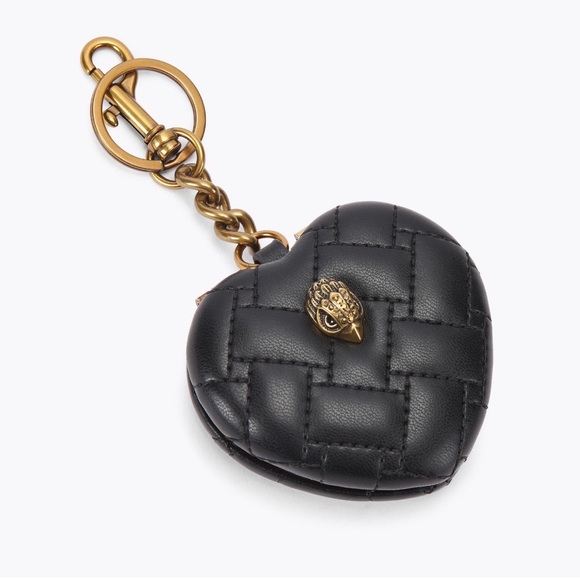 Kurt Geiger Kensington Black Heart Mirror Bag Charm - Picture 3 of 4